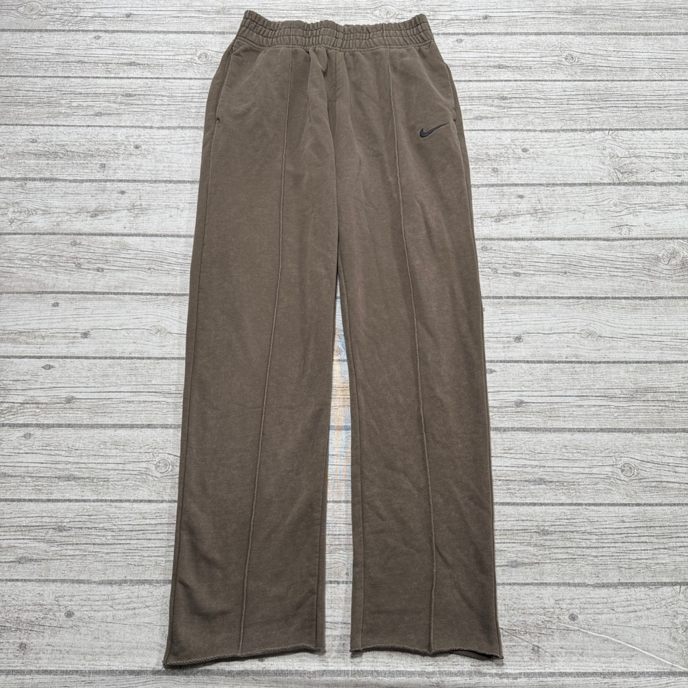 Nike Sweatpants Women's XS Brown Pintuck Relaxed Fit Wide Leg Lounge Athleisure